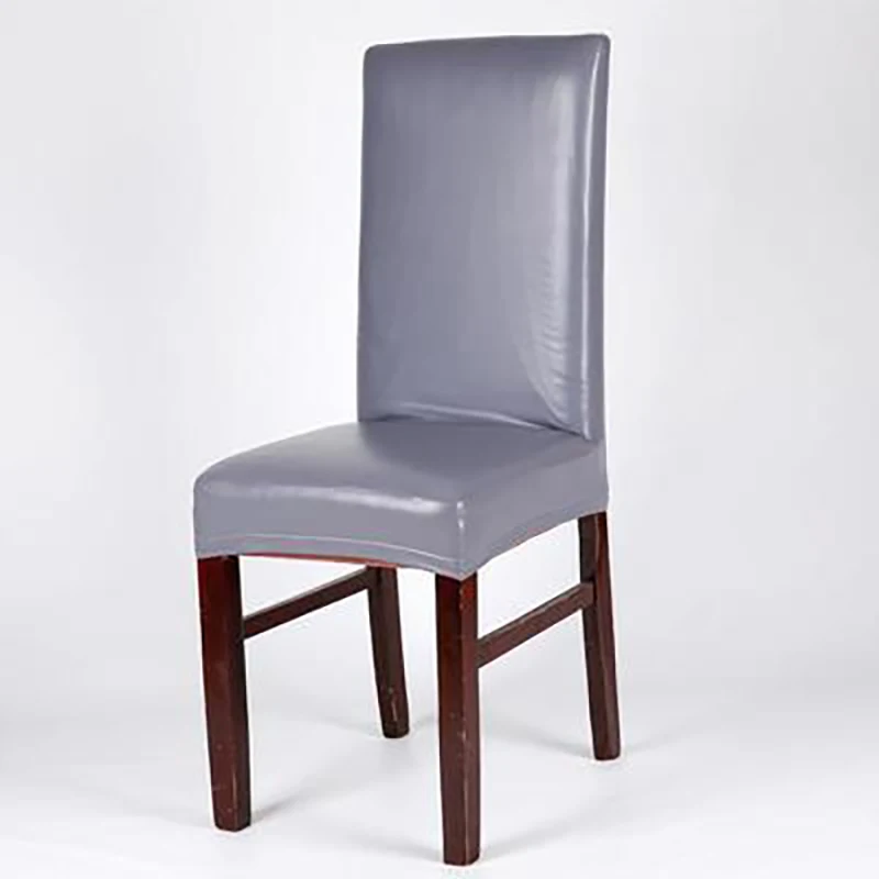 Высокое качество, водонепроницаемый чехол для обеденного стула из ПУ кожи, чехол для стула из спандекса, эластичный стрейч, чехлы для обеденных стульев - Цвет: Gray