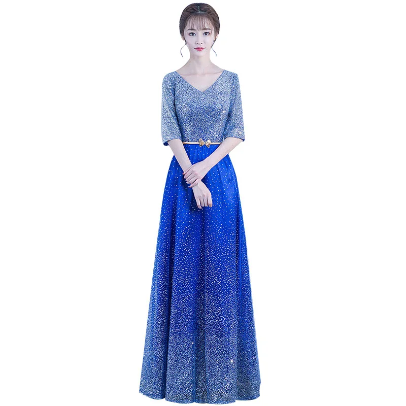 Grand Chorus Performance Clothing Women 2019 Winter New Style Slimming Noble Temperament Host Banquet Long Dress 3XL |