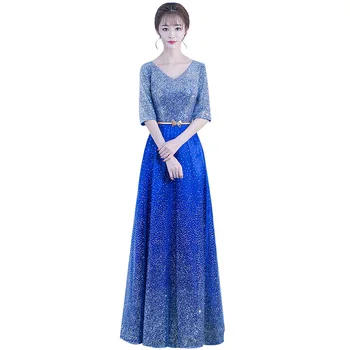 

Grand Chorus Performance Clothing Women 2019 Winter New Style Slimming Noble Temperament Host Banquet Long Performance Dress 3XL