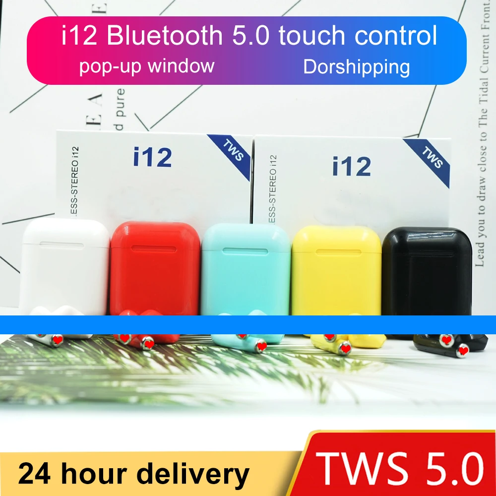 R$42.51 16% de desconto|Original i12 tws sem fio bluetooth fone de ouvido 5.0 toque verdadeiro esporte fones estéreo sem fio para telefones celulares-in Fones de ouvido from Eletrônicos on AliExpress 