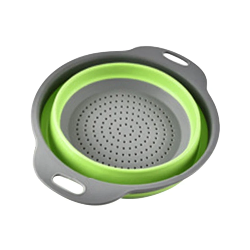 

Practical Foldable Silicone Colander Fruit Vegetable Laundry Basket Strainer Collapsible Dish Drainer With Handle Kitchen Tools