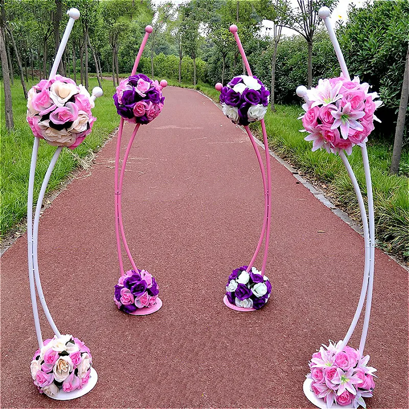 150CM Custom DIY Wedding Road Lead Metal Flower Frame Wrought Iron Leading Curved Arch Home Party Background Decoration | Дом и сад