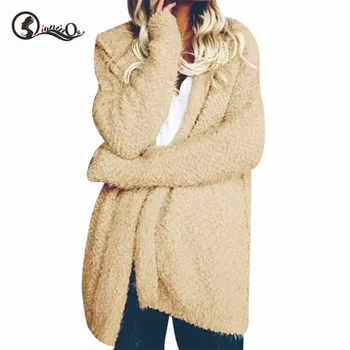 

Women Autumn Jacket Coat Solid Hooded Stylish Concise Casual Wild Outwear Long Sleeve Warm Loose Coat