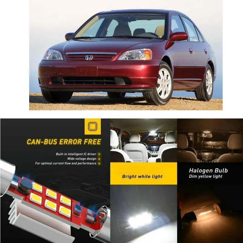 

LED Interior Car Lights For HONDA civic 7 coupe em2 hatchback eu ep ev saloon es et car accessories lamp bulb error free