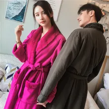Ночная рубашка женская осень/зима Фланелевые парные пижамы коралловый халат мужской двойной утолщенный и длинный стиль теплая домашняя одежда