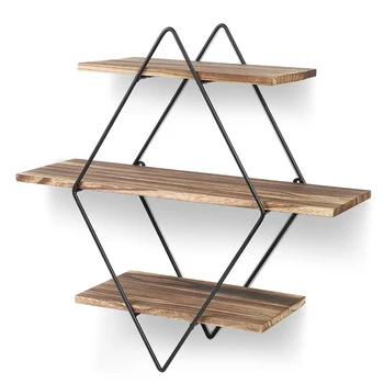 

Rustic Wood Wall Shelves Iron And Wood Vintage Style Floating Shelves Black Metal Wall Mounted Shelves 50 X 50 X 19cm
