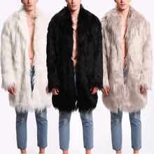 Мужское пальто с мехом, зимняя верхняя одежда из искусственного меха, ветровка, Мужская парка в стиле панк, куртки, длинные кожаные пальто, оригинальные Брендовые пальто