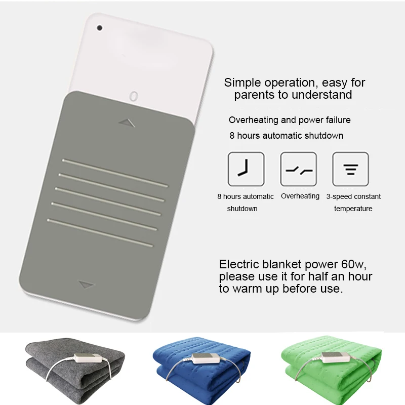 Tanie Podgrzewany koc elektryczny wodoodporne koce elektryczne z 3 biegami termostat grzejący koc elektryczny automatyczna ochrona