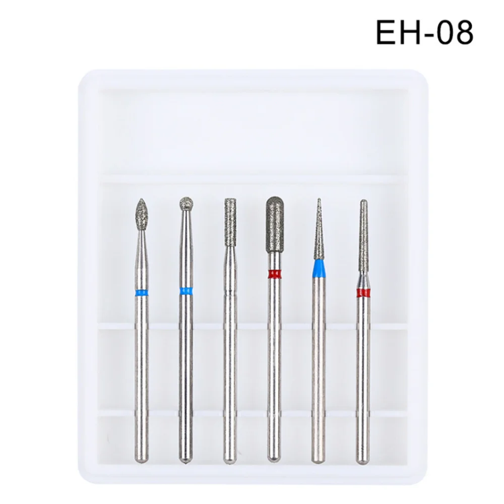 6pcs Ceramic Diamond Nail Drill Mix Bits Set Milling Cutter for Manicure Machine Cuticle Gel Remover Pedicure Cutters Nail Art - Цвет: EH08