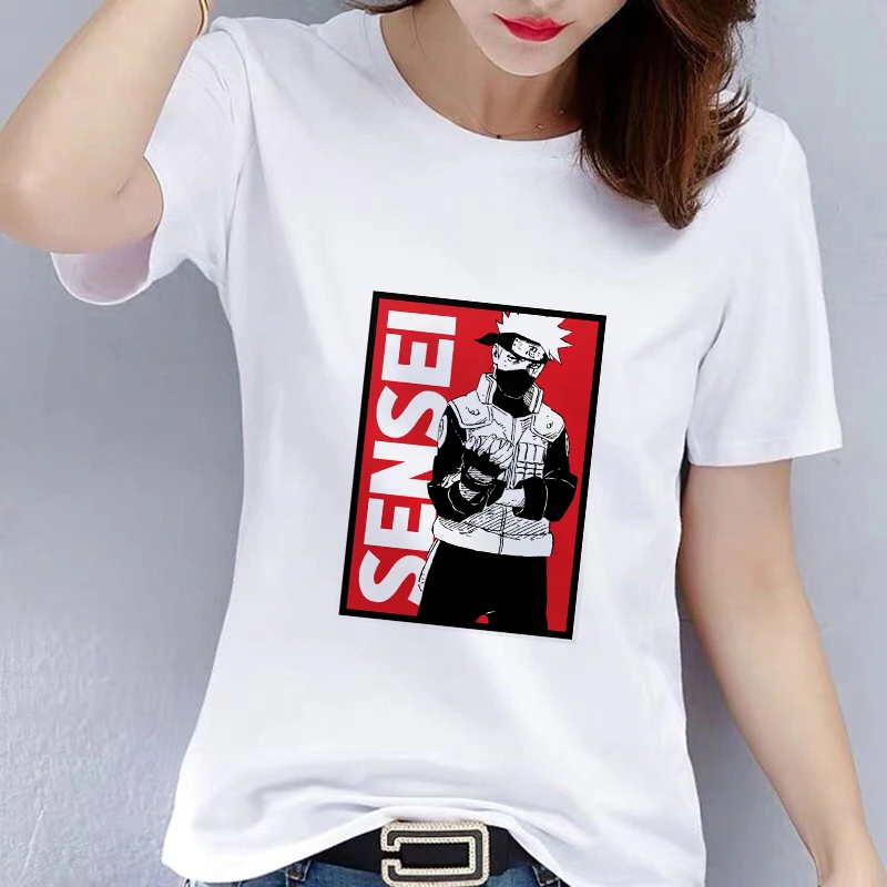 

Japanese Anime Short sleeves Tops Naruto Printed T-shirts Over Size O-neck Femal T-shirt Causal T shirt