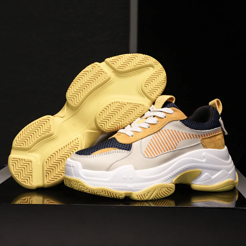 Buono Scarpe/спортивная обувь из сетчатого материала для папы; женские кроссовки на платформе и шнурках; женская обувь из натуральной кожи; брендовые кроссовки