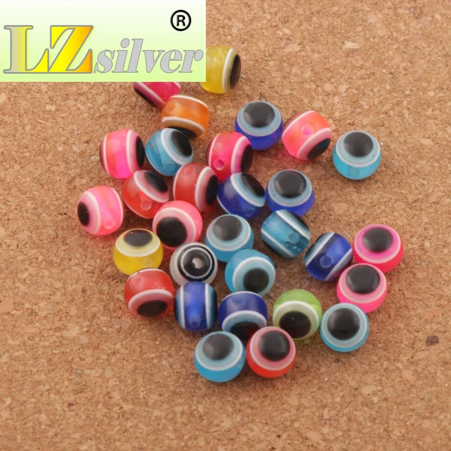 500pcs 8mm Evil Eye Stripe Round Resin Spacer Beads Multicolor Loose Beads Jewelry DIY L3040
