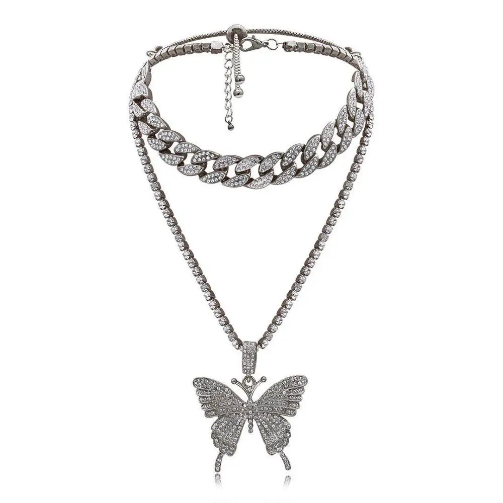 Sparkling-Crystal-Rhinestone-Butterfly-Necklace-Set-Necklace-women-s-Girl-Butterfly-chain-shiny-hip- (5)