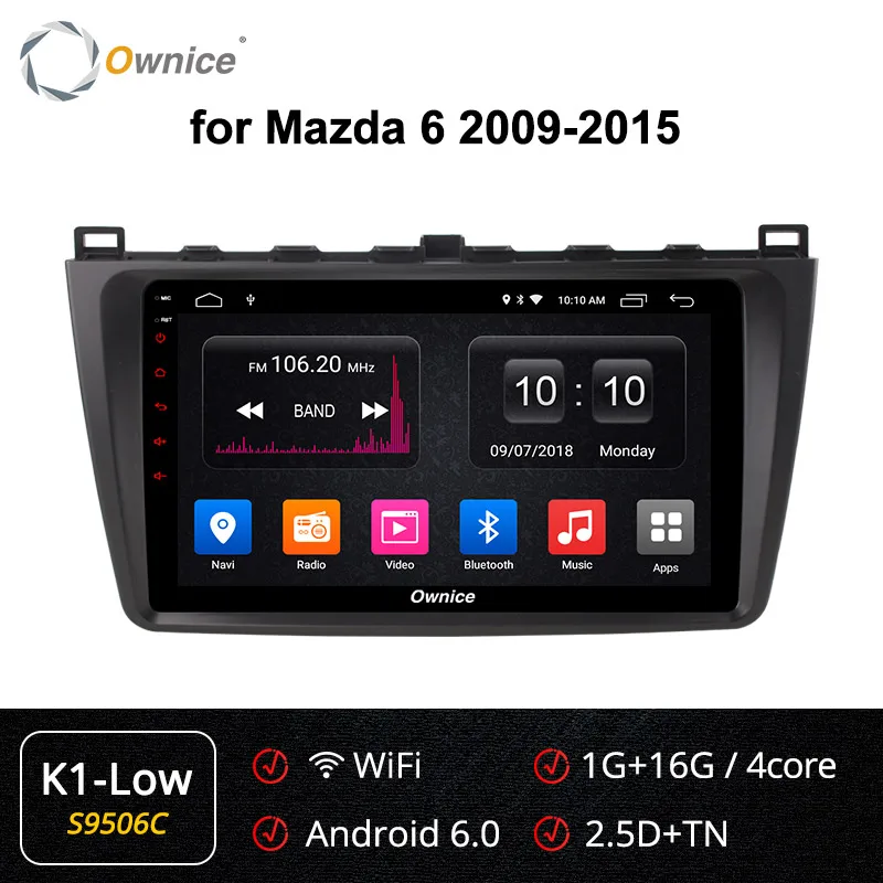 Ownice K1 K2 K3 K5 K6 Octa 8 ядерный Android 8,1 автомобильный dvd gps навигатор Аудио плеер для Mazda 6 2009- радио 2 Гб ram 4G LET - Цвет: S9506 K1-Low
