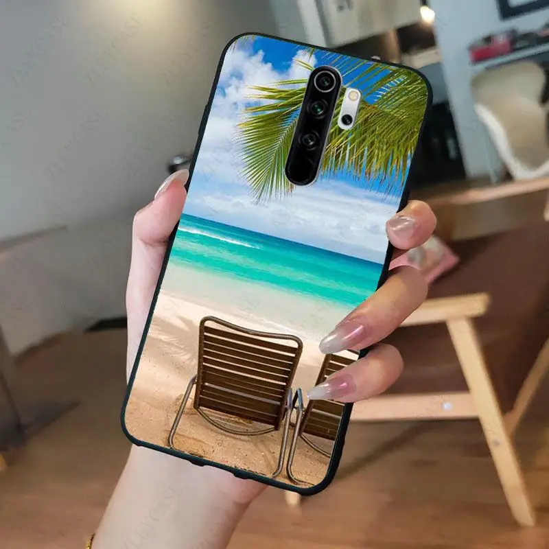 best flip cover for xiaomi The Sea Waves Beach spray ocean island Phone Case for redmi note8pro note7 note5 note6pro 7A 8A Note8T note9s note9pro Cells phone cases for xiaomi