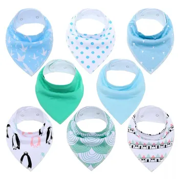 

8pcs Baby Bibs For Boy Girl Bandana Bib Burp Cloth Print Triangle Cotton Infant Scarf Meal Collar Newborn Feeding Accessories