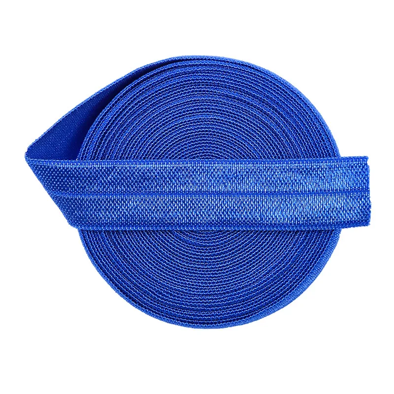 Solid Color Shiny Fold Over Elastic Band for Hair Ties, Headbands, and Sewing Projects – 5-Yard Length, 5/8 Width