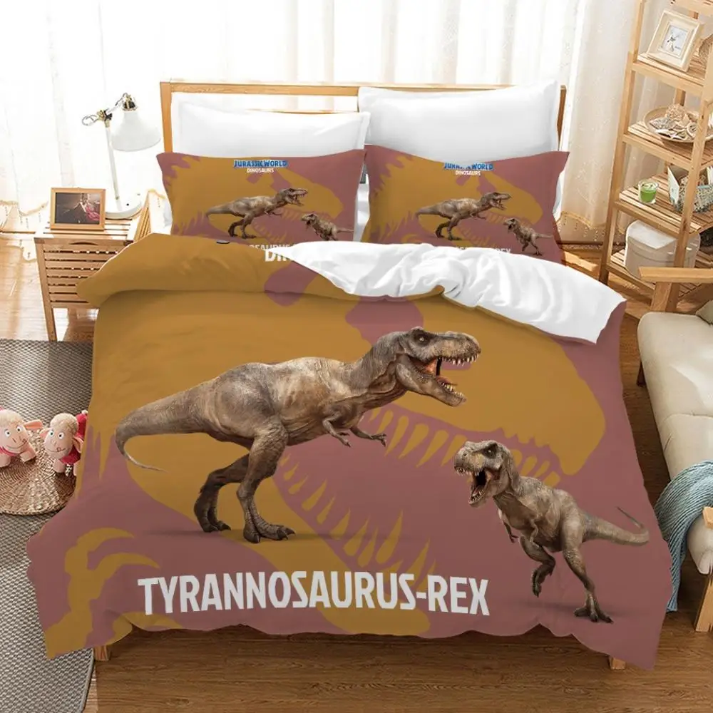 

Jurassic World Dinosaur Bedding Set Primeval Forest Trees Print Duvet Cover Set 2/3pcs Boys Home Bed Linen Set US AU EU Bedding