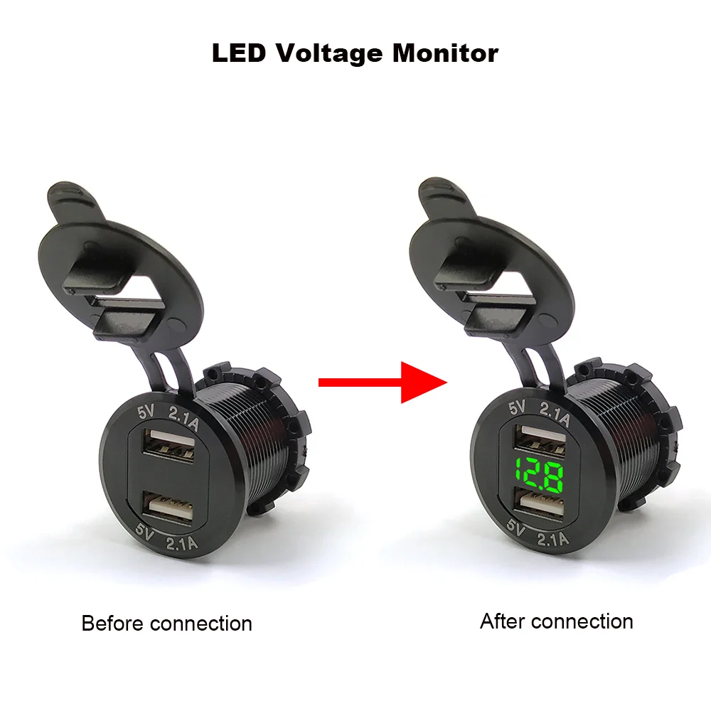 Buendeer 3 в 1 DIY комплект Автомобильный Мотоцикл морской usb-розетка двойной 2.1A зарядное устройство адаптер с светодиодный напряжение для ATV, RV, SUV, грузовик