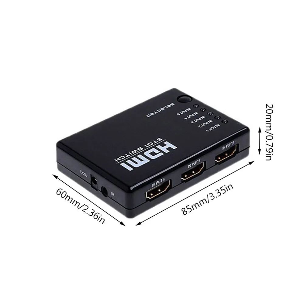 Набор Мини 5 портов 1080P видео Hdmi выключатель Hdmi делитель с ИК Удаленный разделитель коробка для Hdtv Ps3 Dvd