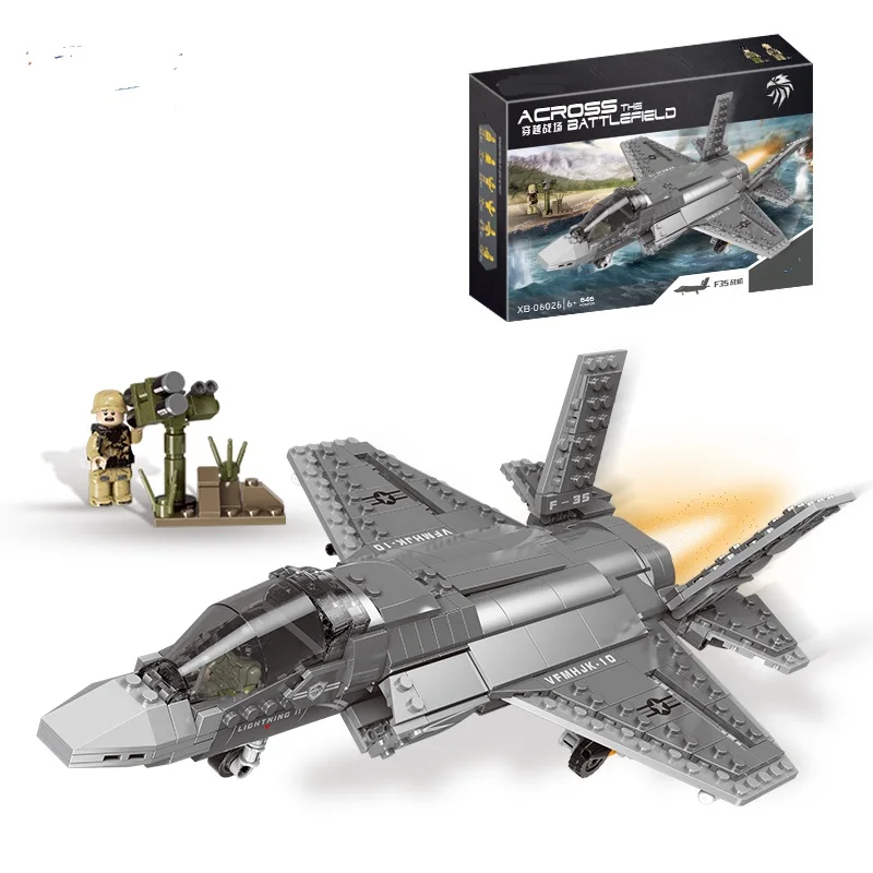 

In Stock 06026 Military Series World War2 Rocket F35 fighter Building Blocks Bricks Compatible with LOGO Standard Blocks WW2 Toy