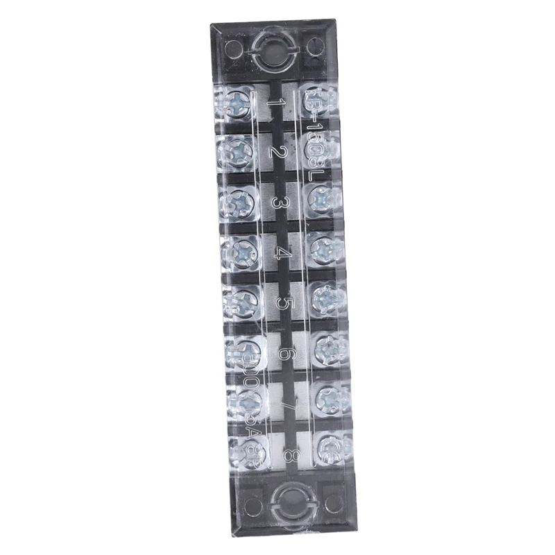 3 Pcs 600V 15A 8 Positions Dual Rows Covered Barrier Screw Terminal Block Strip