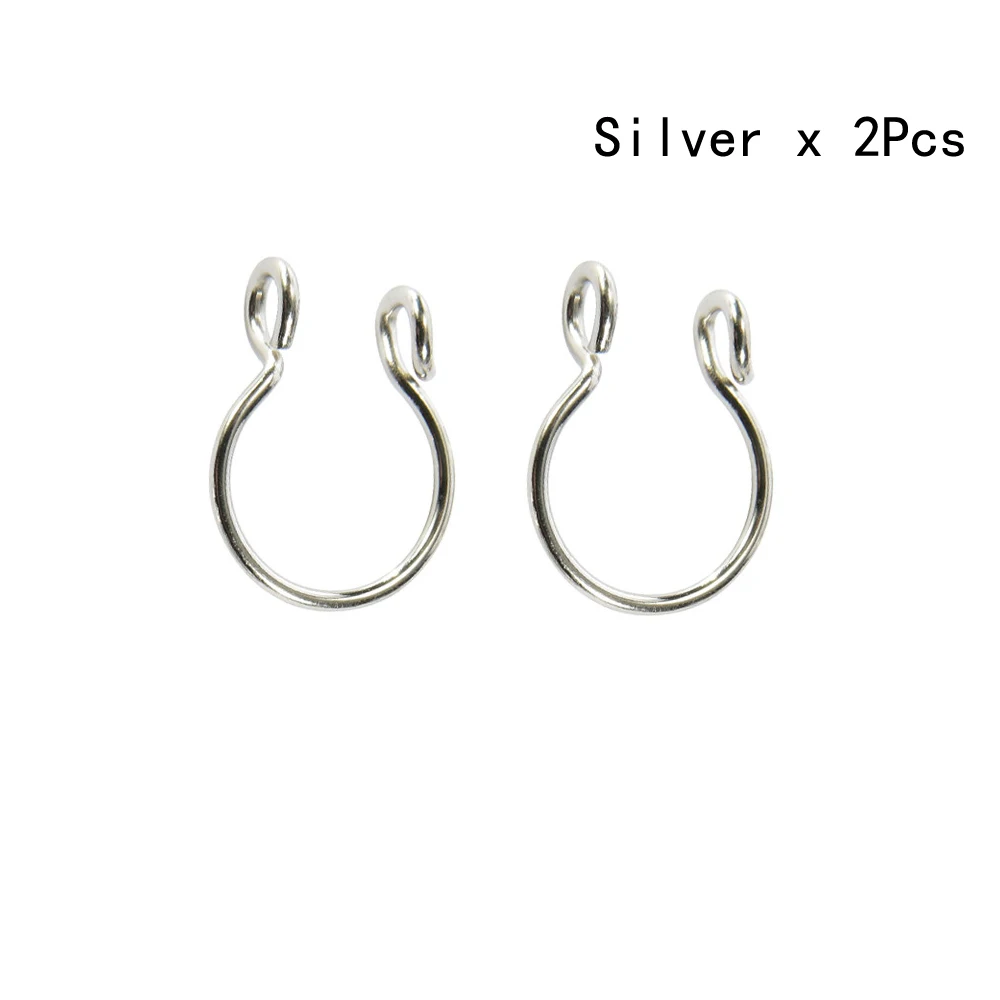 2 шт./лот, u-образные кольца для носа, кольца для перегородки, титановые серьги для пирсинга носа, ювелирные изделия для пирсинга - Окраска металла: Silver
