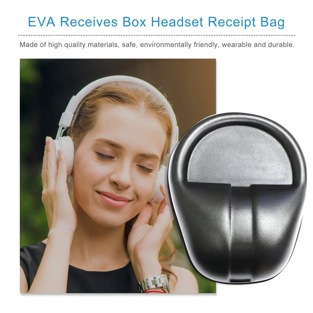 Household EVA Large Earphone Bag Outdoor Portable Head Mounted Headphone Storage Box Black Sundries Cosmetic Organizer