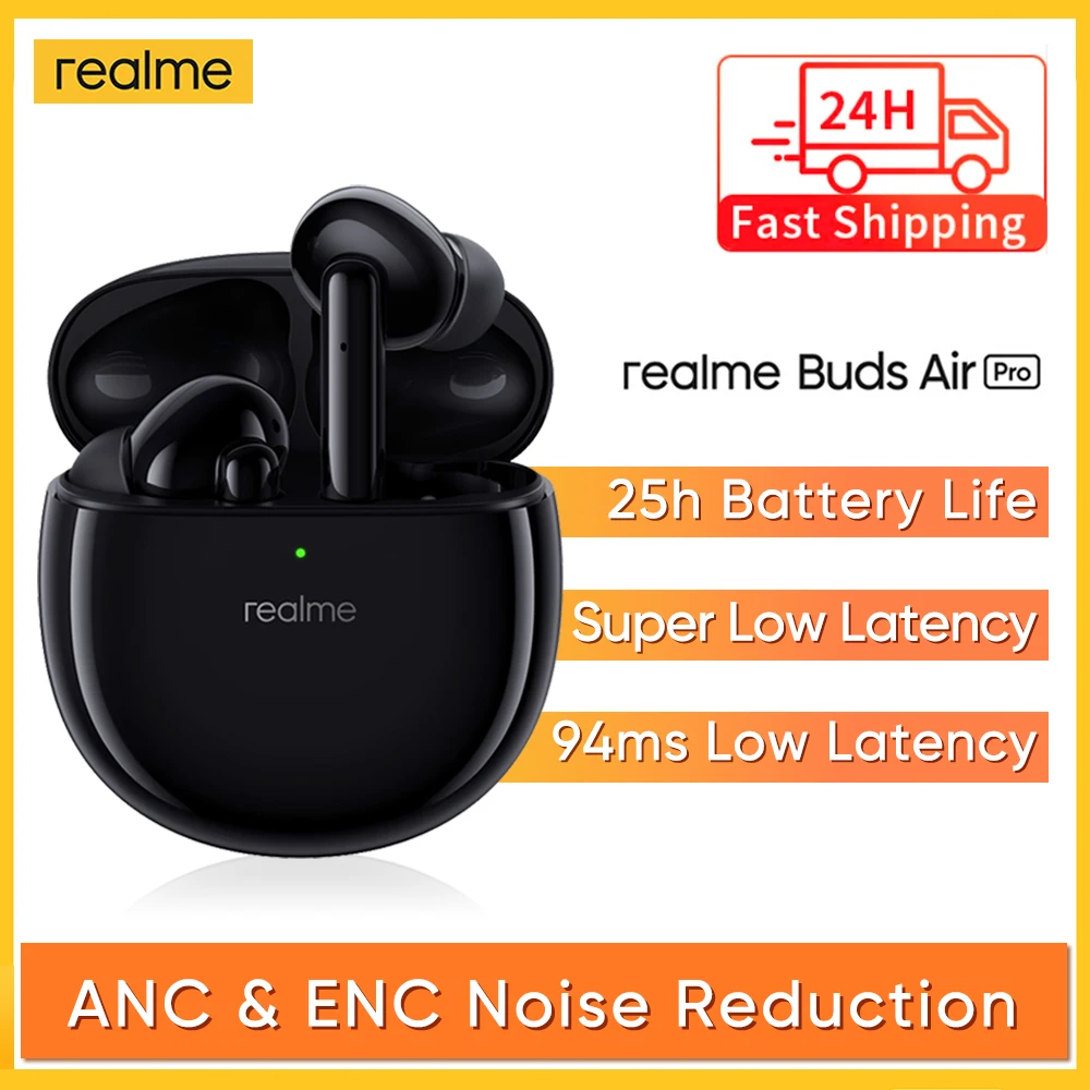 Realme botões ar pro anc enc cancelamento de ruído ativo bluetooth 5.0 fone de ouvido 10mm bass boost driver fones de ouvido sem fio