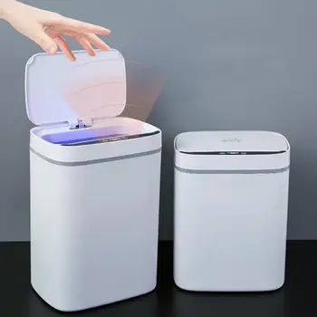 

Smart Trash Can With Lid Bathroom Automatic Induction Waste Bins Home Living Room Large Waste Paper Basket