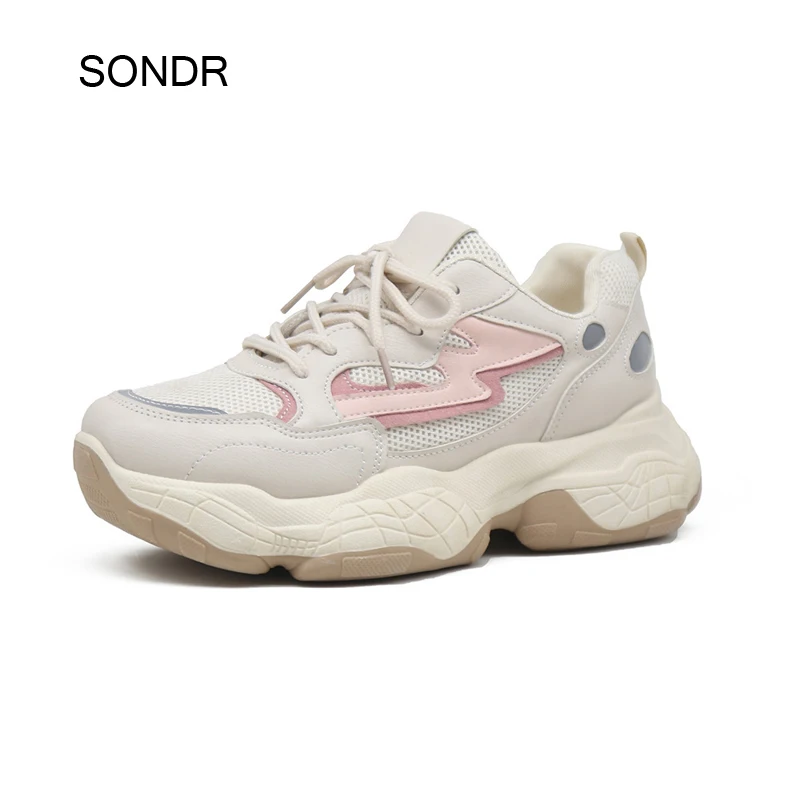 

Spring Reflective Shoes Women Platform Sneakers Retro Brand Ladies chunky footware Patchwork Female zapatos de mujer Breathable