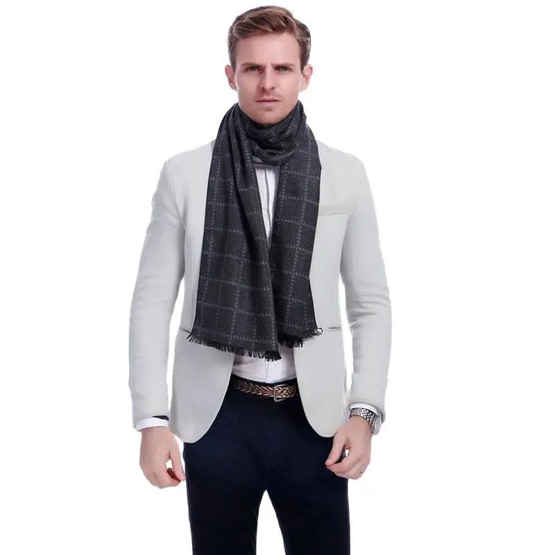Новый брендовый мужской шарф зимние шарфы в клетку теплые длинные бархатные