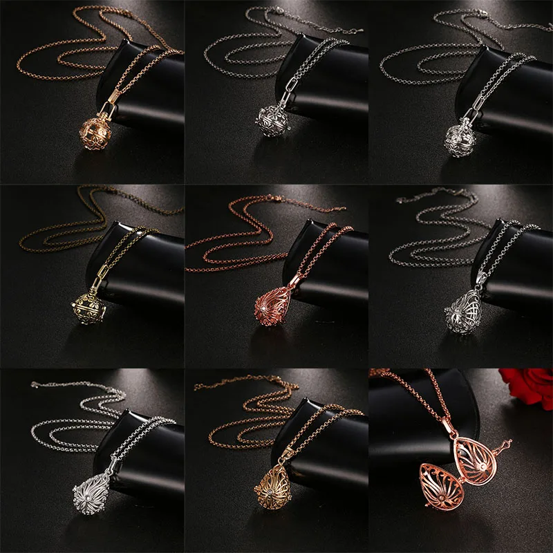

Mexico Chime Music Ball Caller Vintage Locket Pendant Aromatherapy Essential Oil Elliptical Necklace Pregnant Fashion Jewelry