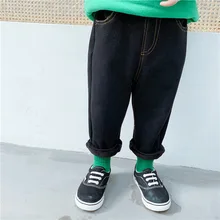 Baby Brushed And Thick Knit High-waisted Bellyband Imitation Jeans Big Pp Pants