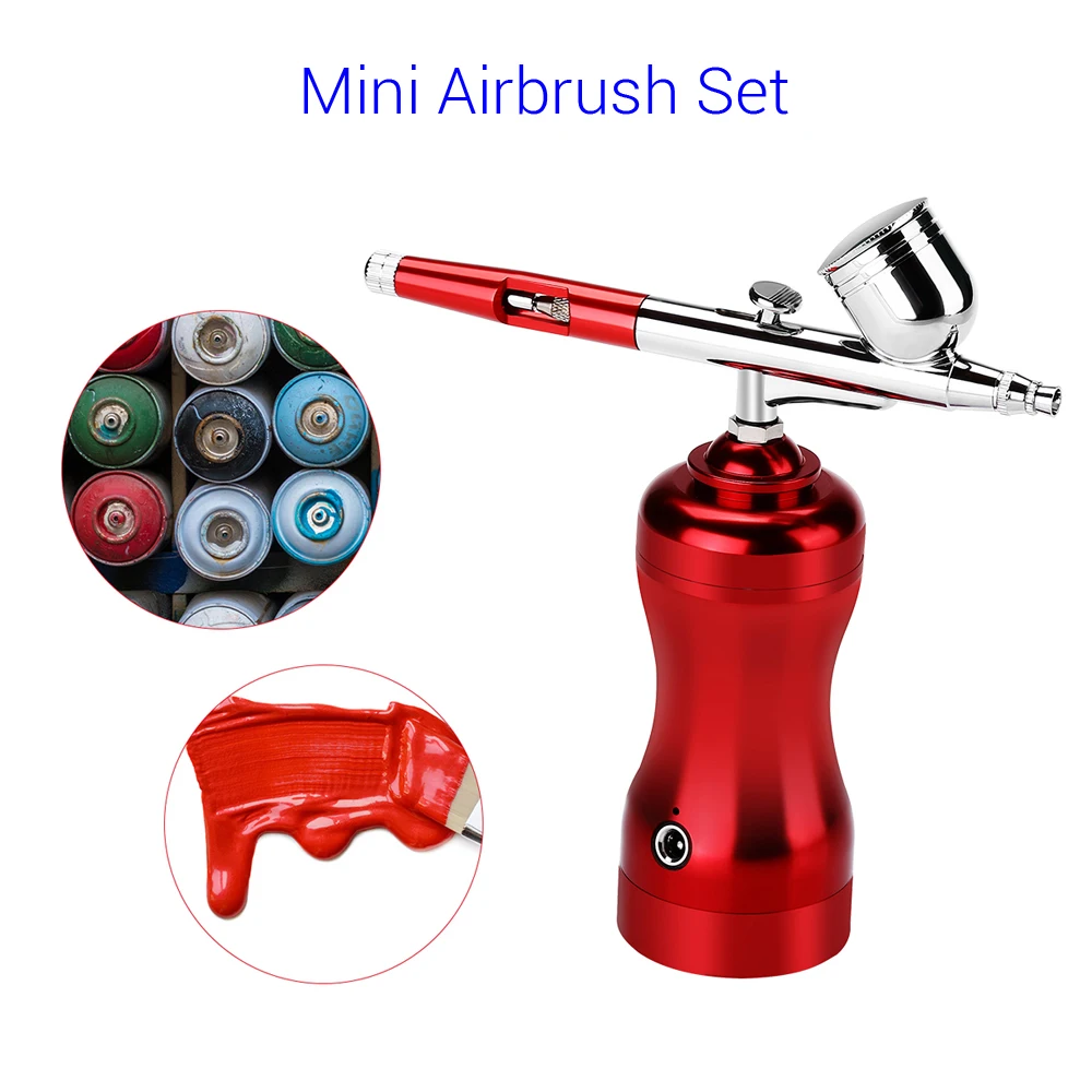 

Airbrush Kit Mini Air Compressor Dual Action Spray Gun Rechargeable Handheld Wireless Cordless Brush Gun for Cake Decorating