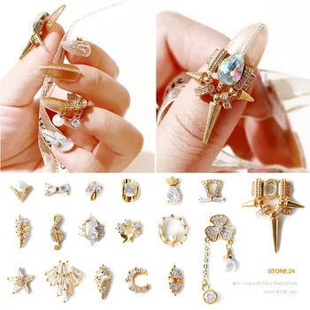 

FlorVida 1pc 3D Nail Art Decorations With Rhinestones Gems Zircon Strass Metal Chain Stones Crystal Sparkly For Manicure