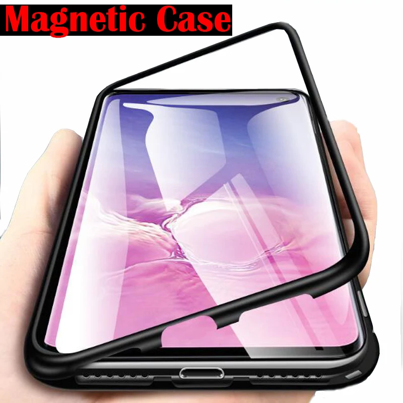 

Metal Magnetic Glass Case For Samsung Galaxy A50 A70 A40 A30 A20 A10 A10S A20S A30S A50S A70S J4 J6 Plus A7 A9 2018 Magnet Cover
