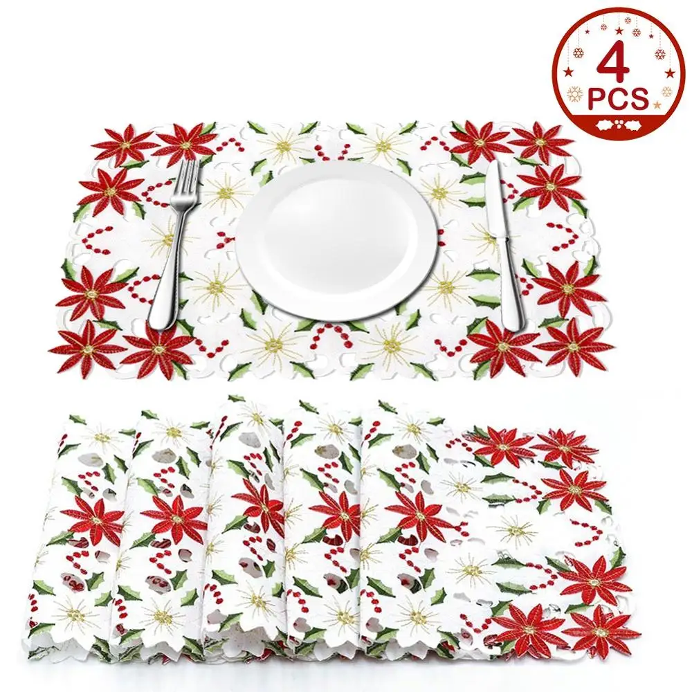 OurWarm Christmas Table Runner Dinner Table Decorations for Home Red Table Cloth Christmas Gift Party Supplies