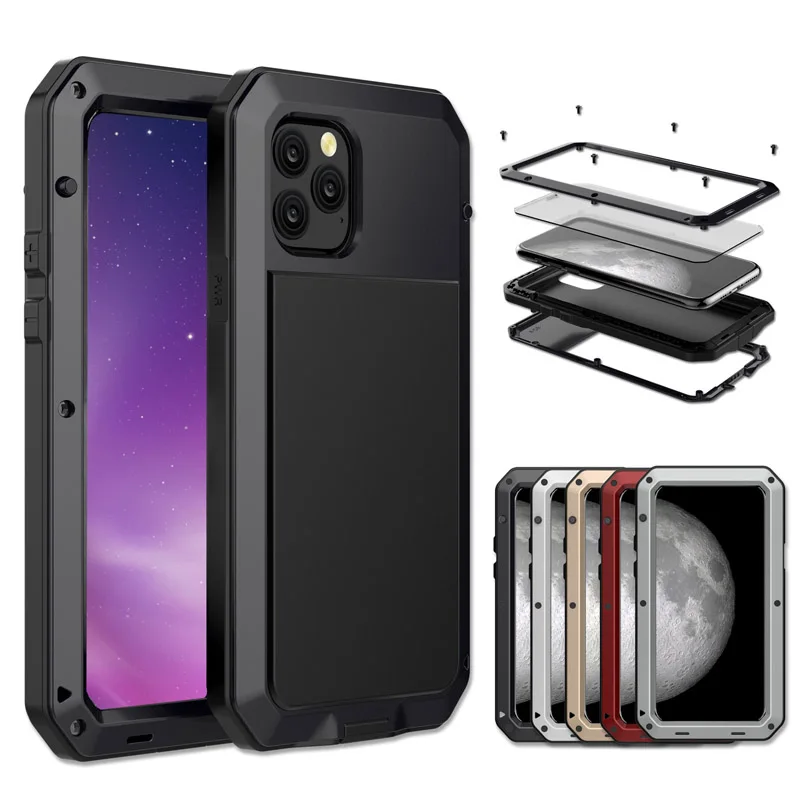 

Case For iphone 11 Pro Max 11 Pro 2019 armor Dirt Shock Waterproof Metal Aluminum Phone Case For iphone XS MAX XR 8 7 6 Plus