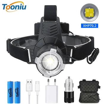 

Powerful Headlamp with XHP70.2 Lamp Beads Super Bright USB Rechargeable LED Headlight Waterproof Zoomable 18650 Fishing Light