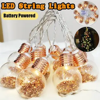 

1.75M 10 LED 4.5V Warm White Bulbs Sequin String Lights Fairy Lamp Yard Party Yard Garden Wedding Home Decorative Night Light