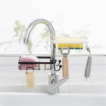 

Stainless Steel Faucet Storage Rack Drain Shelf Sponge Plate Cloth Finishing Dryer Rack for Kitchen Bathroom Dressing Table 30E