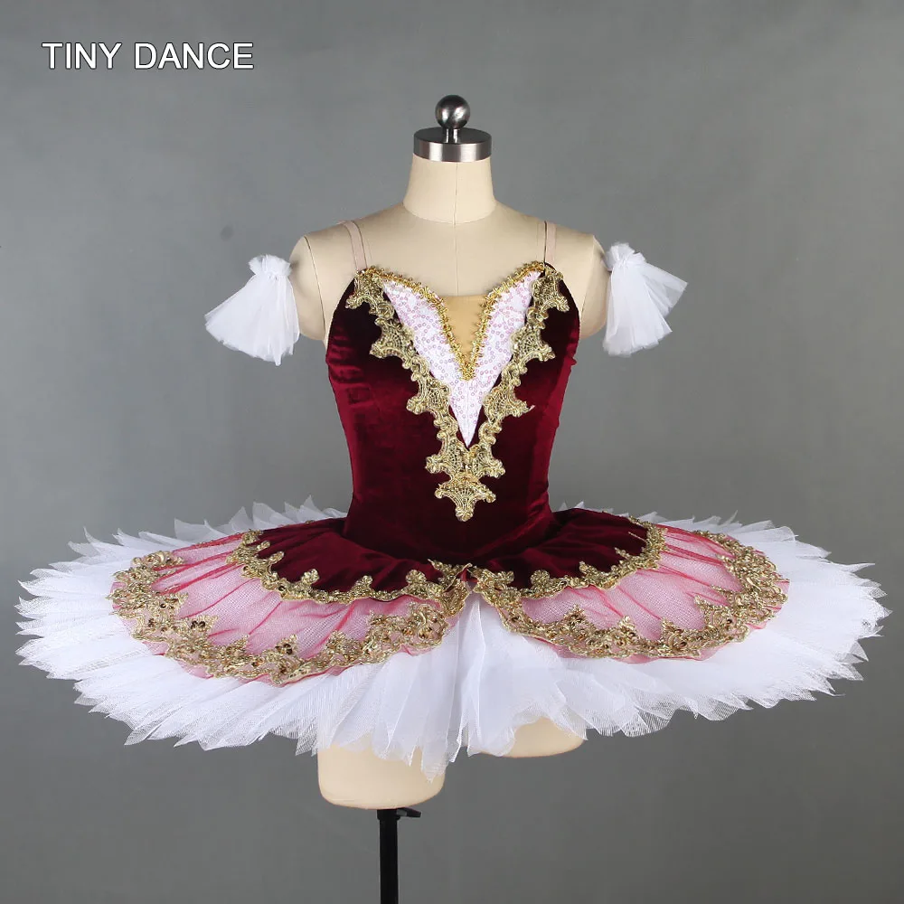 Для профессиональных занятий балетом, танцами с юбкой-пачкой с 7-слойной с плиссированным тюлем балерина костюм для танцев одиночное платье блин юбки-пачки для маленьких девочек, BLL138 - Цвет: Красный