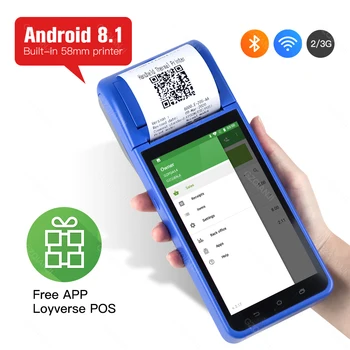 Ręczny inteligentny PDA Android 8 1 POS Terminal 1D 2D czytnik kamery WiFi 5G internet Bluetooth GPS PDA drukarka POS 58mm tanie i dobre opinie GZQIANJI thermal printer CN (pochodzenie) manual 4ppm 100-240 v Osobiste zarządzanie pracą Brak Uniwersalna drukarka do biletów
