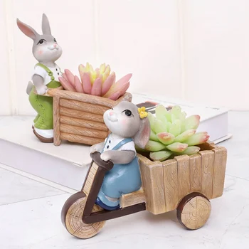 

Cute Animal Bonsai Pot Flowerpot Resin Craft Succulent Plant Vase Elephant Rabbit Planter Pot Home Desktop Decorations