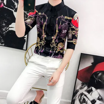

Mens 2020 Fashion Shirts Floral Printed Shirts For Mens Luxury Party Shirts British Designer Korean Blouses Vintage Streetwear