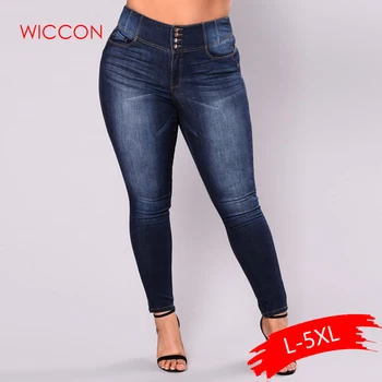 

Women 5XL Plus Size Jeans Feminino Casual Push Up Denim Jeans Strech High Waist Skinny Pants Slim Fit Bodycon Trousers