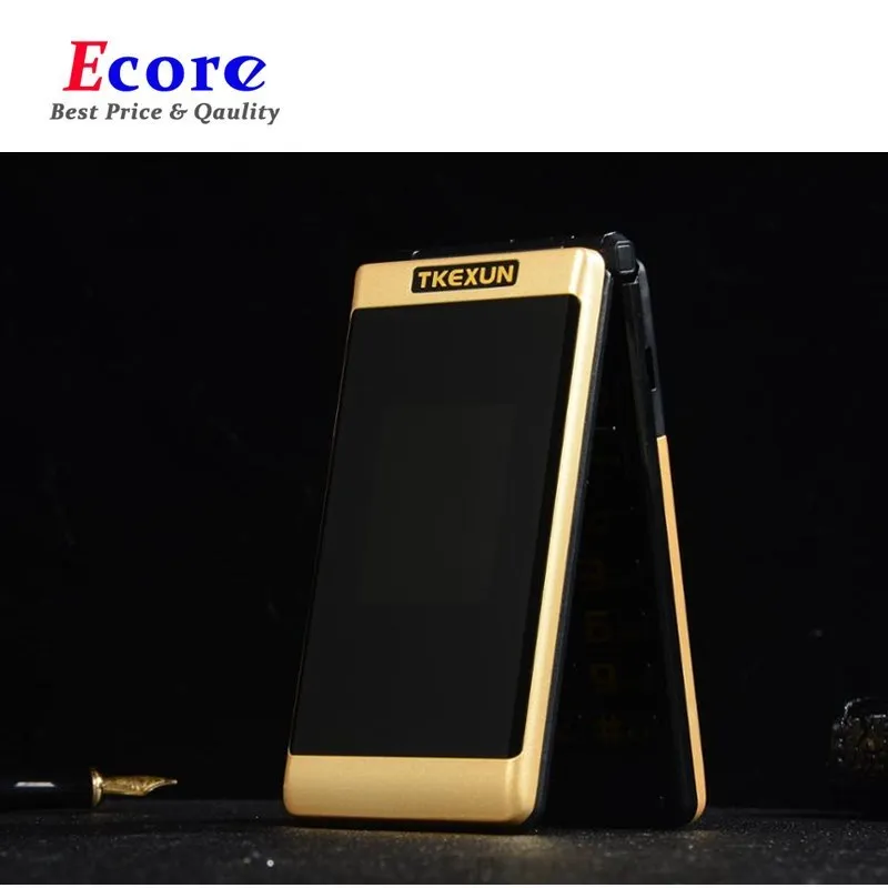 

Push-botton Flip Mobile Phones TKEXUN G300 Dual Screen 2.6 Inch Luxury Senior Quad band GPRS Dual SIM Card celular Cellphone