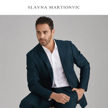 

Slavna Martinovic Suit Pure Wool Men's Groom Slim Wedding Suit 2 Pieces Prom Blazer 2 Pieces (Jacket+Pants) Retro Gentleman Men
