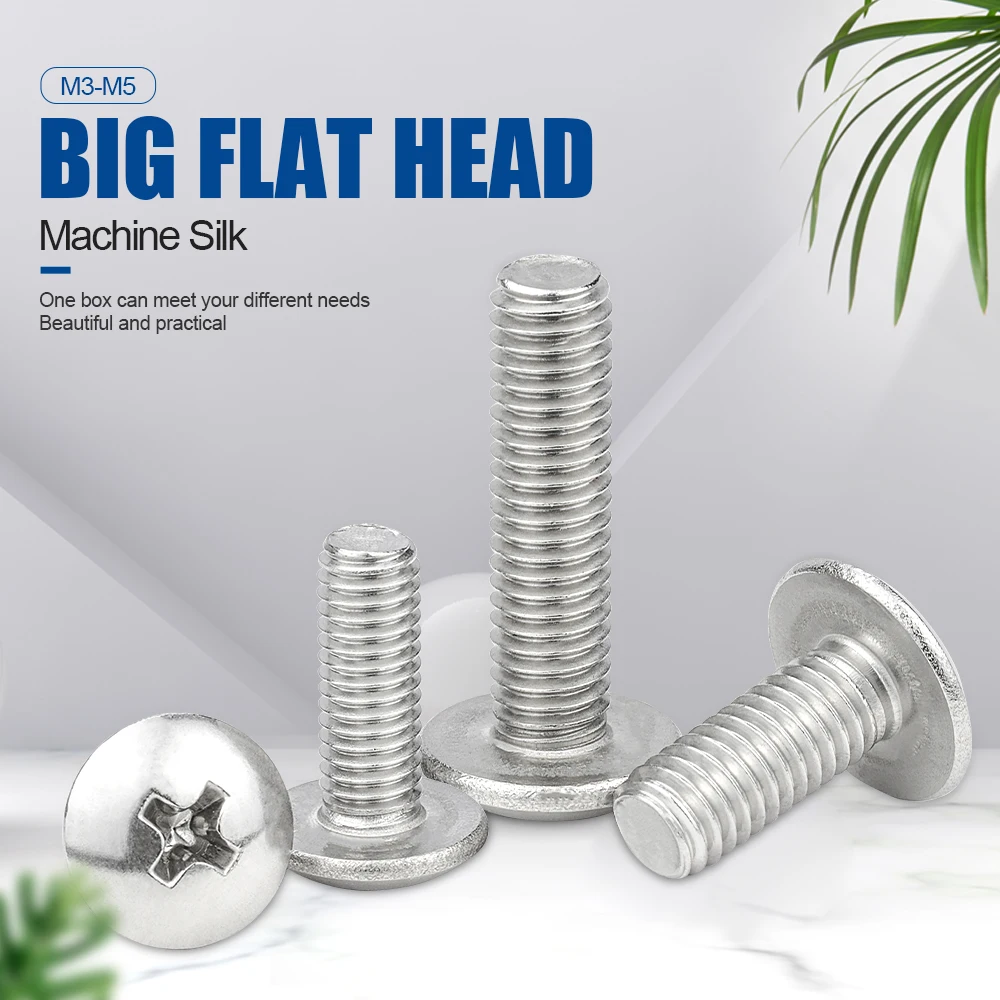 NINDEJIN Truss Round Head Screw Set Stainless Steel M3 M4 M5 Phillips Screw with Nuts Assortment Kit Machine Screw